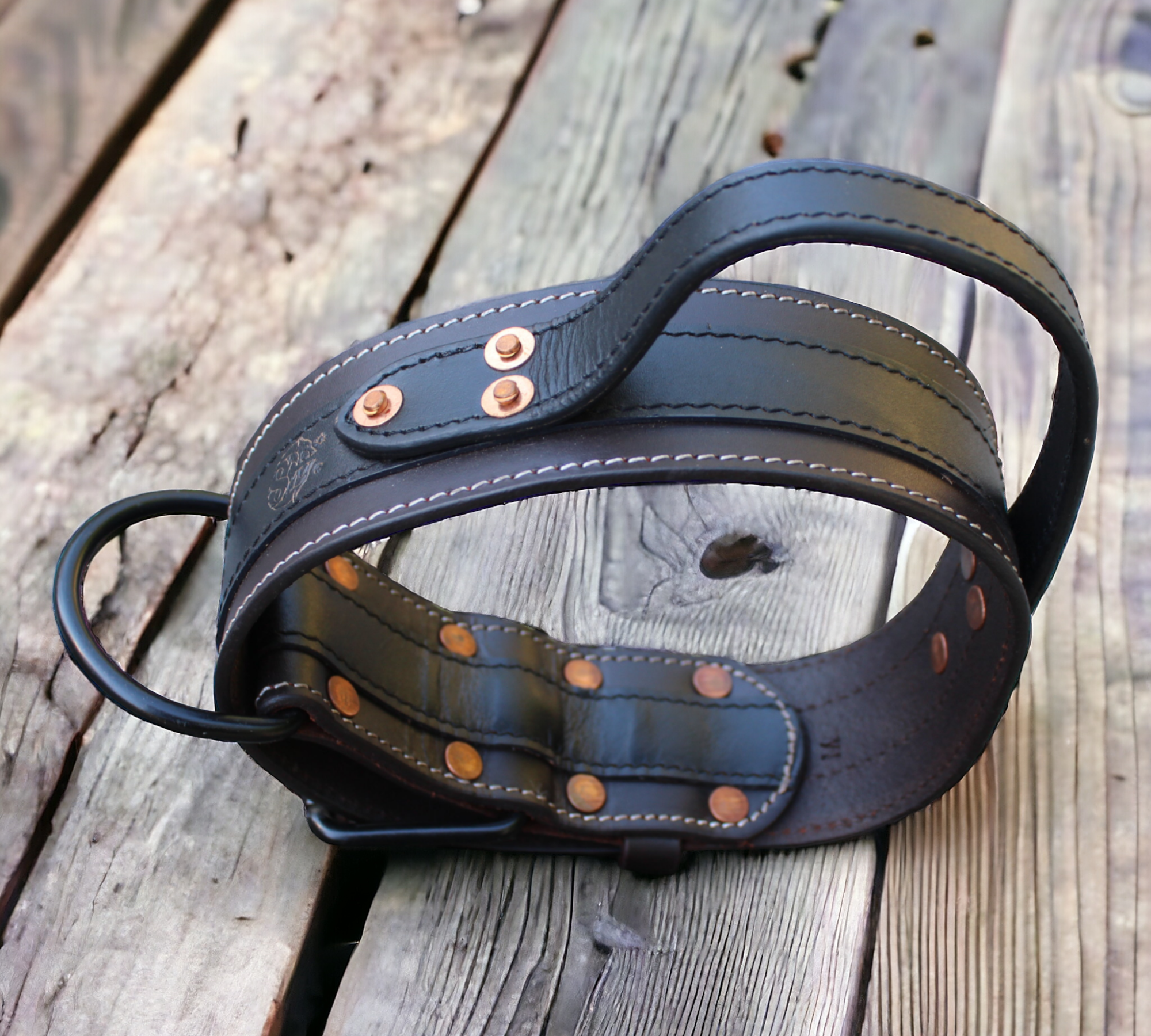 SKÖLLHATI 2" DARK LEATHER AGITATION COLLAR with handle