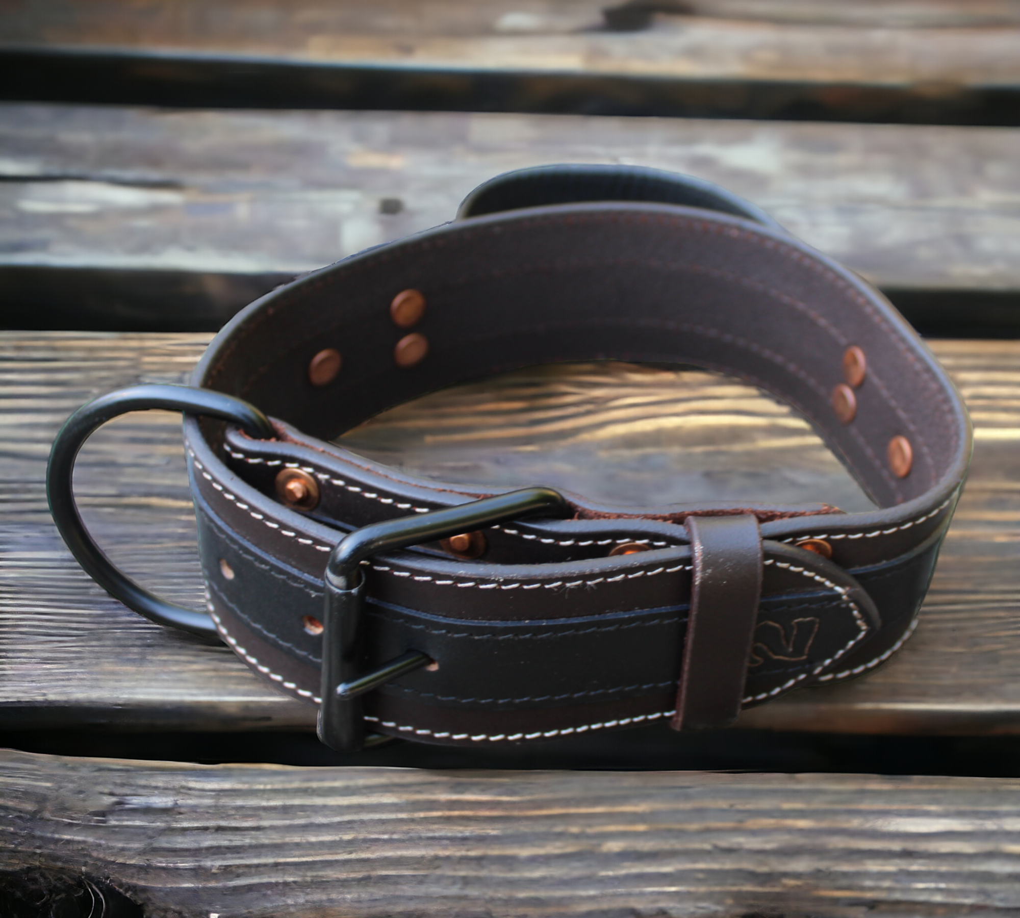 SKÖLLHATI 2" DARK LEATHER AGITATION COLLAR with handle